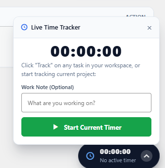 Live Stopwatch Time Tracker Widget