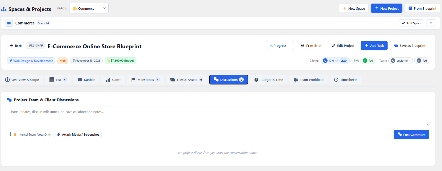 Project Discussions View